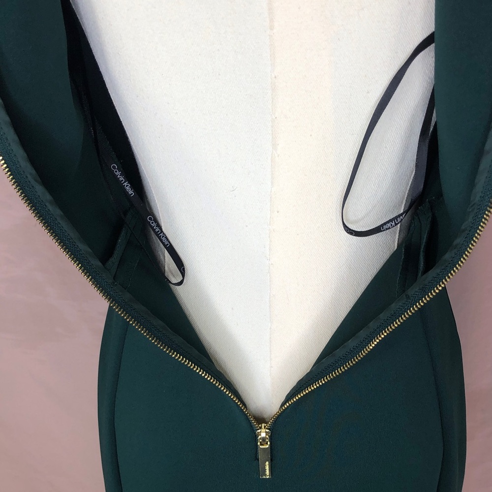 Calvin Klein Tailored Dark Green Midi Dress with Short Sleeves Size Small 2 - Picture 15 of 15